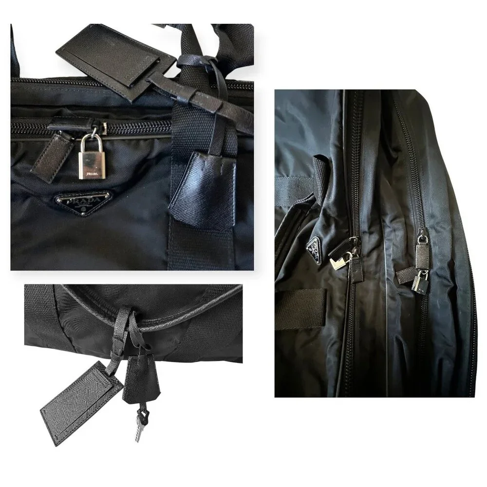 Prada Viaggio V58 2-Way Nylon Travel Carry-On Bag Nero with Padlock & Keys